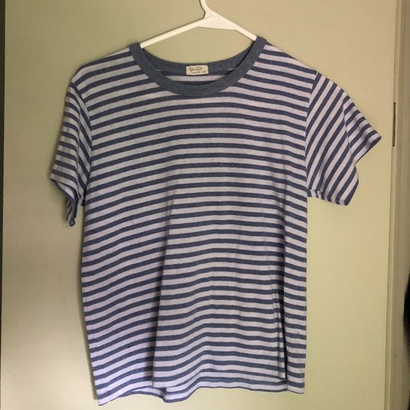 Brandy Melville Blue & White Striped T-Shirt - Picture 1 of 3